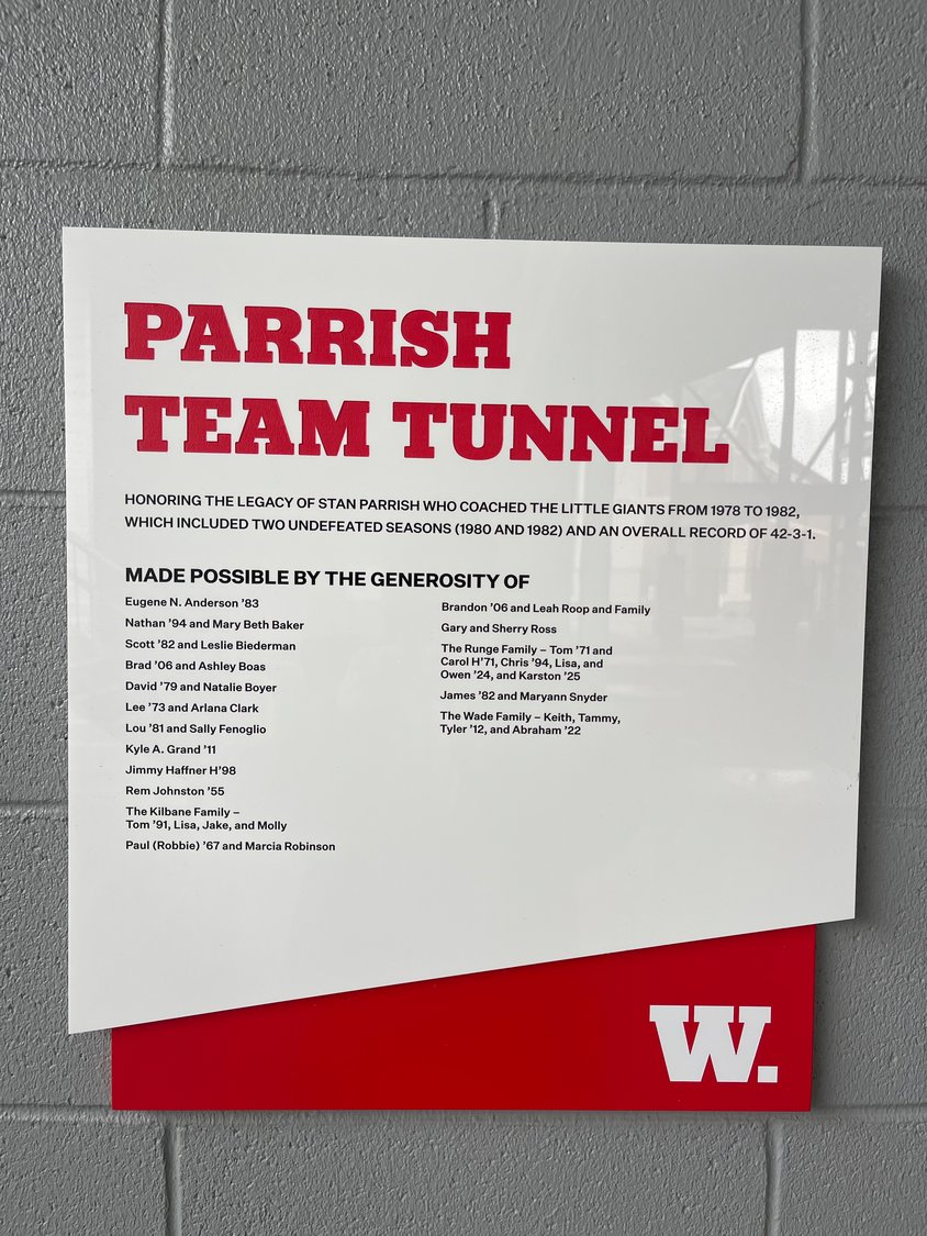 Wabash football before every home game walks through the Stan Parrish tunnel .