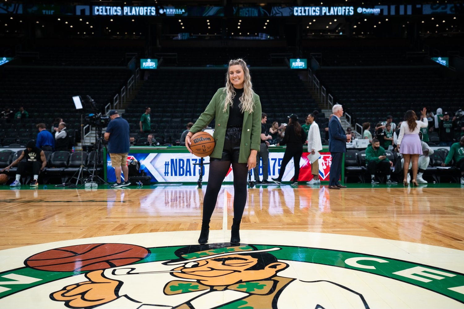 Crawfordsville’s own Clancy Wolf stands at center court at TD Garden, the home of the Boston Celtics where she is the Manager of Operations for the team amongst a variety of other duties.