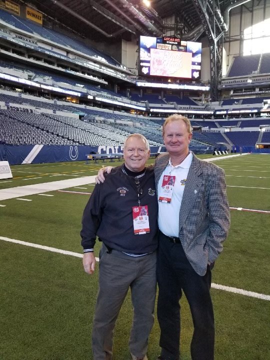 Mark Maxwell poses with Andy Simpson of Crown Point, a close friend in the officiating world and a fellow officer on the IHSOLA leadership board.