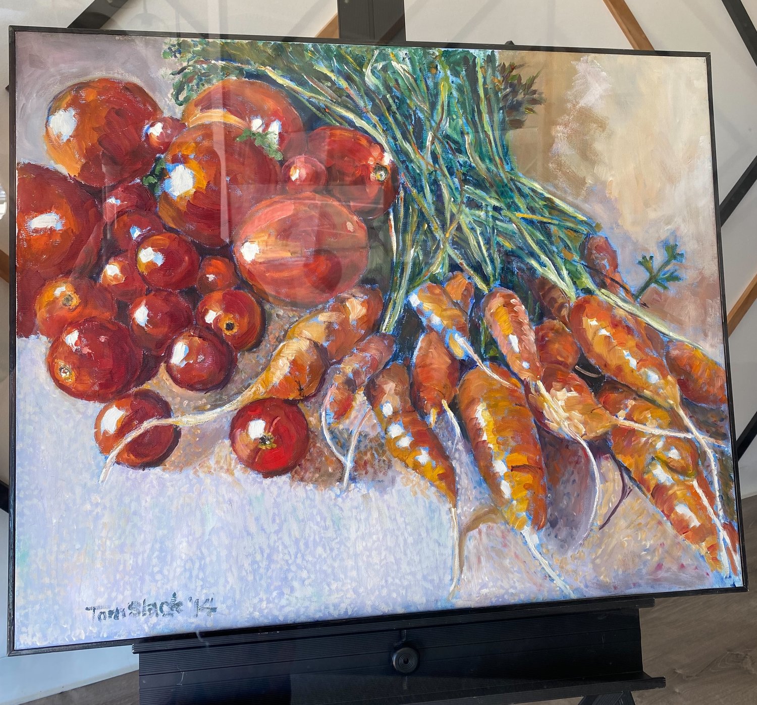 Artist Tom Slack’s painting of fresh tomatoes and carrots were a feast for the eyes.